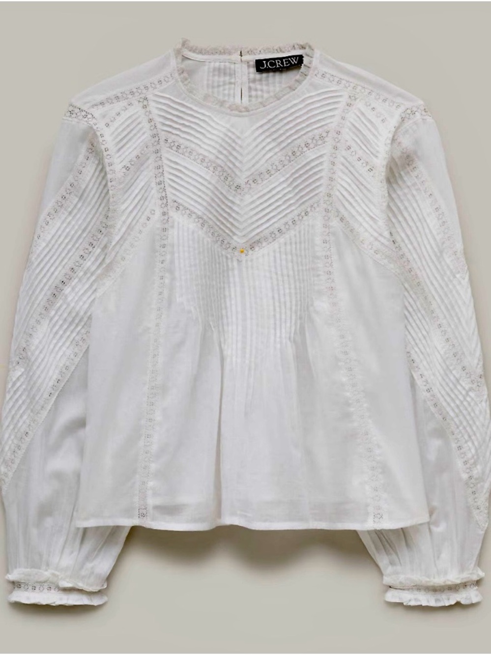 New! J. Crew Lace-trim pintuck top in cotton voile Victorian Blouse - Picture 3 of 8